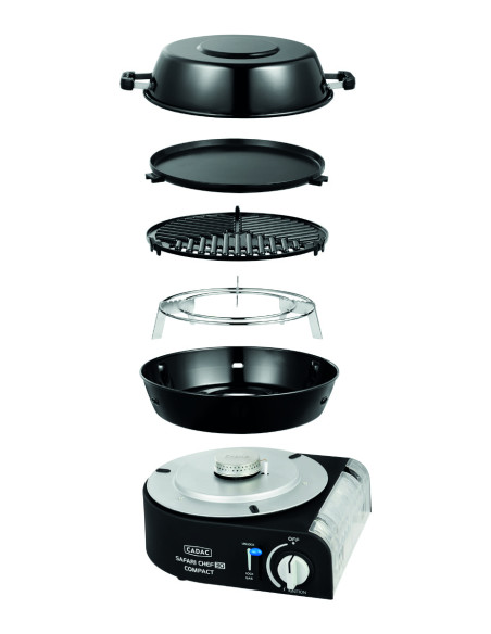 CADAC Barbecue A Gaz Portable Safari Chef 30 Compact Revêtement Anti-Adhésif Camping