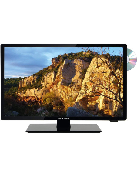 INOVTECH Téléviseur 12V LED HD 18,5'' (47 cm) + DVD TV Camping Car