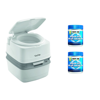 PACK THETFORD Toilette Portable 100% Autonome 21 Litres + 2x15 Sachets Traitement des Matières Camping car