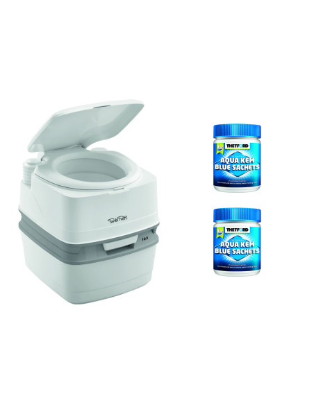 PACK THETFORD Toilette Portable 100% Autonome 21 Litres + 2x15 Sachets Traitement des Matières Camping car