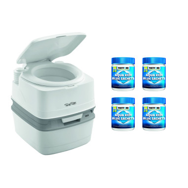 PACK THETFORD Toilette Portable 100% Autonome 21 Litres + 4x15 Sachets Traitement des Matières Camping car