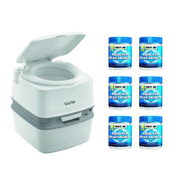 PACK THETFORD Toilette Portable 100% Autonome 21 Litres + 6x15 Sachets Traitement des Matières Camping car