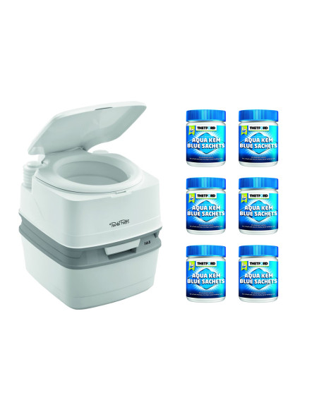 PACK THETFORD Toilette Portable 100% Autonome 21 Litres + 6x15 Sachets Traitement des Matières Camping car