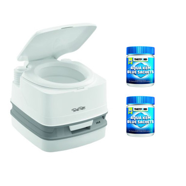 PACK THETFORD Toilette Portable 100% Autonome 12 Litres + 2x15 Sachets Traitement des Matières Camping-Car
