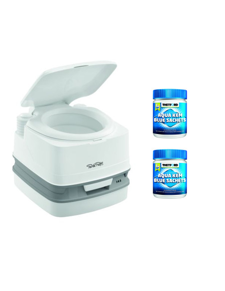 PACK THETFORD Toilette Portable 100% Autonome 12 Litres + 2x15 Sachets Traitement des Matières Camping-Car