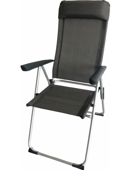 BAYASUN Fauteuil de Camping Eco Plus Appuie-tête Amovible Dossier Réglable Gris