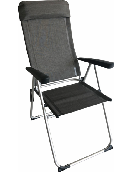 BAYASUN Fauteuil de Camping Eco Plus Appuie-tête Amovible Dossier Réglable Gris