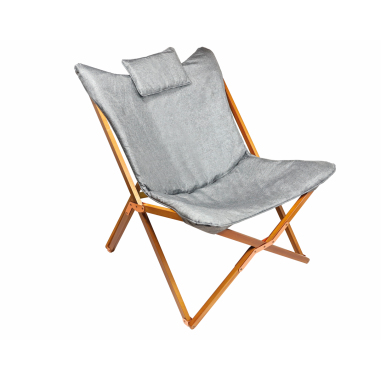 MIDLAND Fauteuil Butterfly Toile Amovible Structure Pliante Sac de Rangement Gris