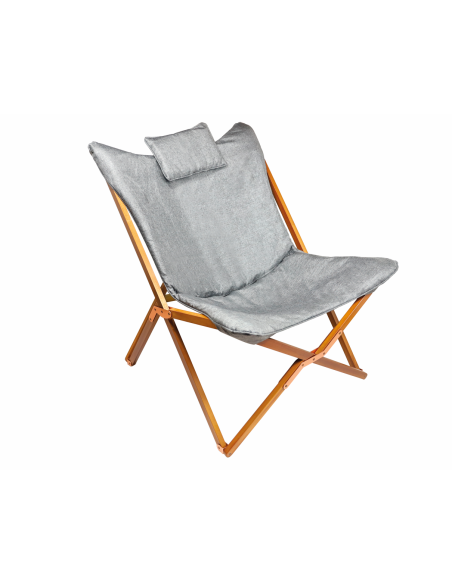MIDLAND Fauteuil Butterfly Toile Amovible Structure Pliante Sac de Rangement Gris