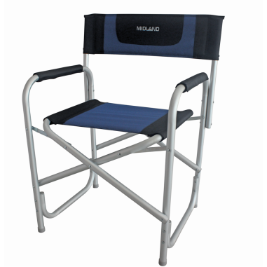 MIDLAND Fauteuil Director Accoudoirs en Mousse Noir/Bleu