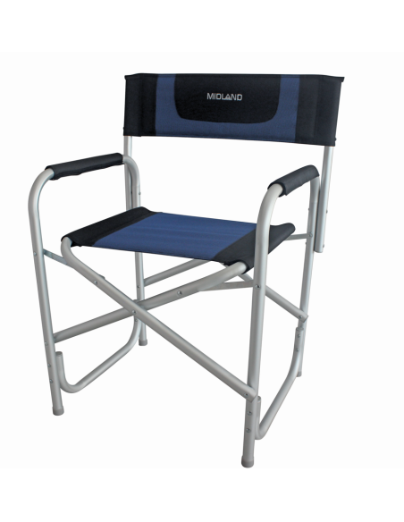 MIDLAND Fauteuil Director Accoudoirs en Mousse Noir/Bleu