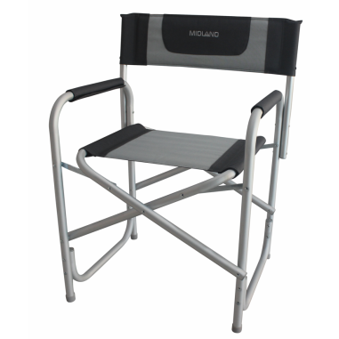 MIDLAND Fauteuil Director Accoudoirs en Mousse Noir/Gris