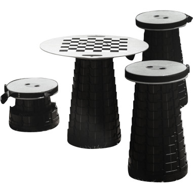 PACK MINI MAX 4 tabourets + 1 plateau pour camping-car, van, fourgon