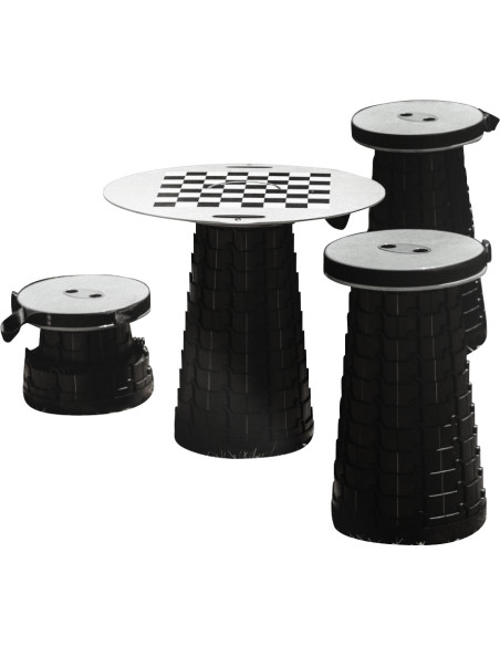 PACK MINI MAX 4 tabourets + 1 plateau pour camping-car, van, fourgon