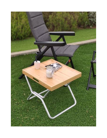 PACK SOPLAIR Tabouret de Camping Pliant Gaia Léger et Compact + Plateau en bambou
