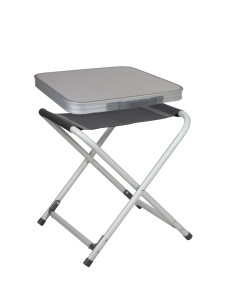 PACK MIDLAND Tabouret Pliant aluminium Poz ultra compact + Plateau Gris