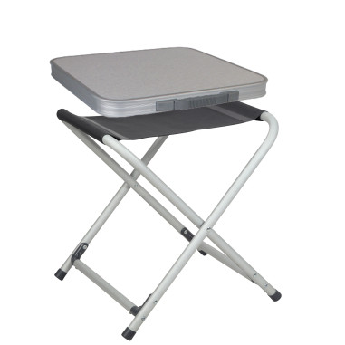 PACK MIDLAND Tabouret Pliant aluminium Poz ultra compact + Plateau Gris