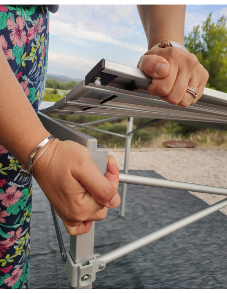 SOPLAIR Table Flex Aluminium 6 personnes pliage rapide et compact Gris