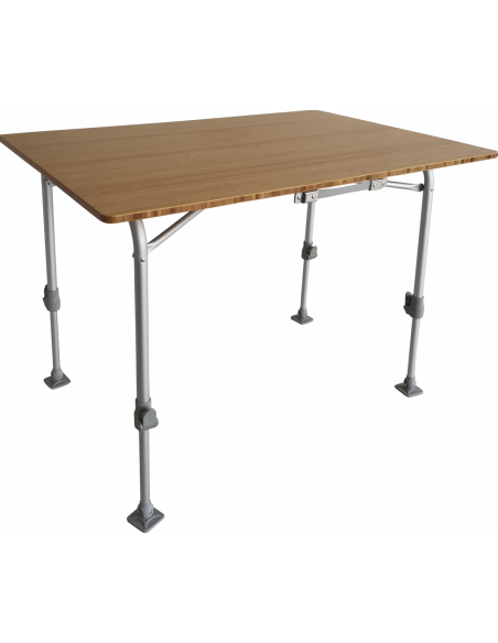 MIDLAND Table avec Plateau en Bambou Naturel Pieds Réglables Marron Camping Car