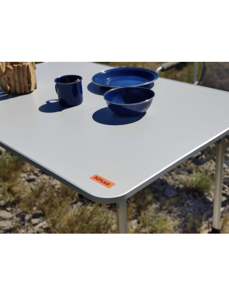 SOPLAIR Table Allégria 2 Personnes Pieds Réglables Camping Car Gris