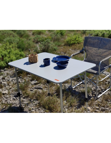 SOPLAIR Table Allégria 2 Personnes Pieds Réglables Camping Car Gris