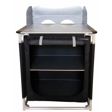 BAYASUN Meuble Cuisine 2 en 1 Plan de Travail Pare-flamme 2 Étagères Camping Car