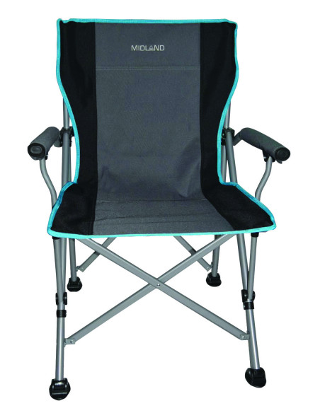 MIDLAND Chaise Easylife Polyester Accoudoirs Gris/bleu Camping
