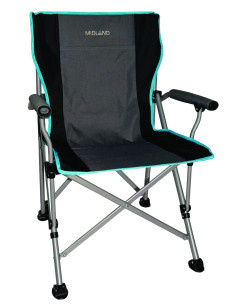 MIDLAND Chaise Easylife Polyester Accoudoirs Gris/bleu Camping 2
