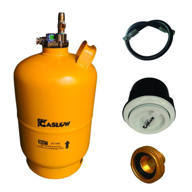 Pack GASLOW Bouteille GPL Rechargeable 6Kg + Lyre + Boîte de Transfert Blanc + Adaptateur Europe