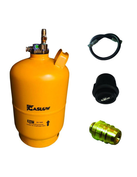 Pack GASLOW Bouteille GPL Rechargeable 6Kg + Lyre + Boîte de Transfert Noire + Adaptateur Espagne/Allemagne