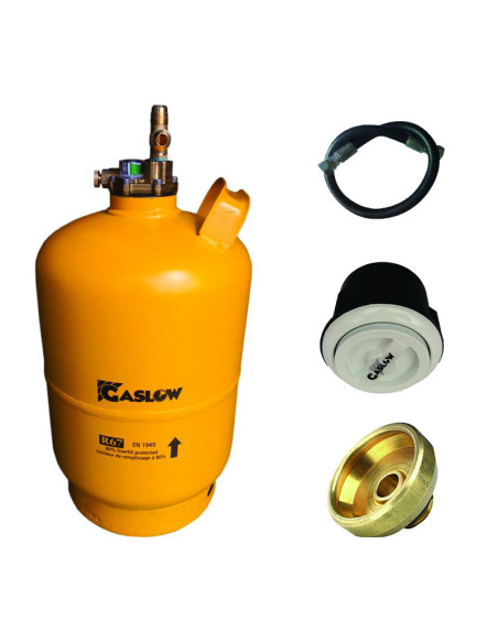 Pack GASLOW Bouteille GPL Rechargeable 6Kg + Lyre + Boîte de Transfert Blanc + Adaptateur France/Italie