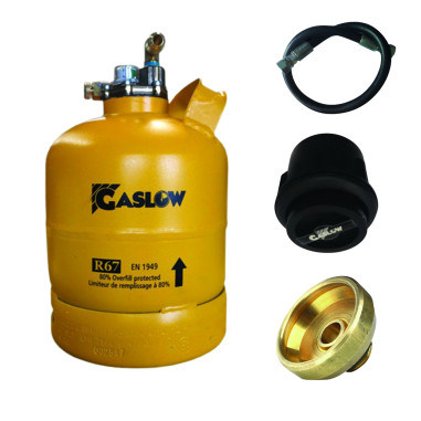 PACK GASLOW Bouteille GPL Rechargeable 2.7kg + Lyre + Boite de Transfert Noire + Adaptateur France/Italie