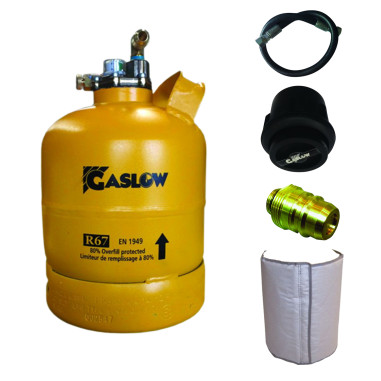 PACK GASLOW Bouteille GPL Rechargeable 2.7kg + Lyre + Boite Transfert Noire + Adaptateur ES/DE + Couverture Isolante