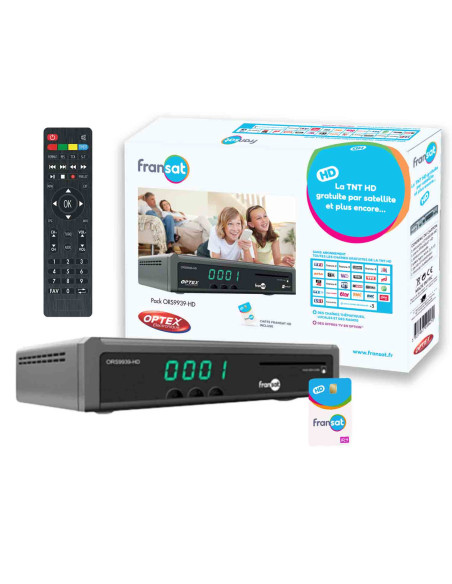 OPTEX ORS9939HD Récepteur / Décodeur TV Satellite HD enregistreur USB + Carte Fransat PC7 (Satellite Eutelsat)