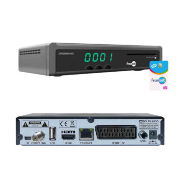 OPTEX ORS9939HD Récepteur / Décodeur TV Satellite HD enregistreur USB + Carte Fransat PC7 (Satellite Eutelsat)
