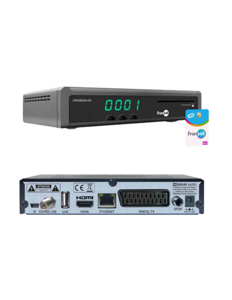 OPTEX ORS9939HD Récepteur / Décodeur TV Satellite HD enregistreur USB + Carte Fransat PC7 (Satellite Eutelsat)