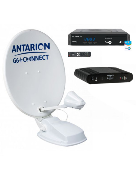 PACK ANTARION Parabole Satellite Automatique 72cm + Positionneur + SERVIMAT SIRIUS 3 Récepteur TV Satellite HD + Carte PC7