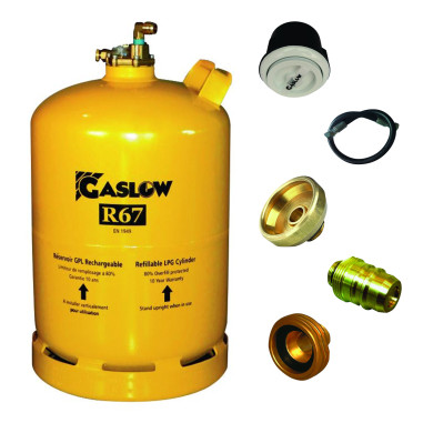 PACK GASLOW Réservoir GPL rechargeable 11 kg + Boite de transfert + Lyre + Adaptateur
