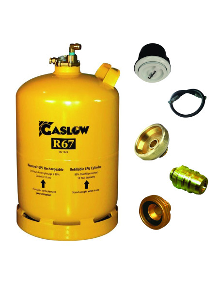 PACK GASLOW Réservoir GPL rechargeable 11 kg + Boite de transfert + Lyre + Adaptateur