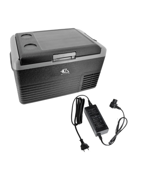Pack EZA Glacière Compression 40L Camping-Car Bateau Voiture + Adaptateur 12/220 Volts