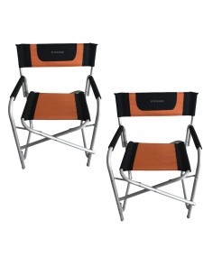 Pack 2 x BAYASUN Fauteuil Director Noir / Orange 50 x 16 x 85 cm
