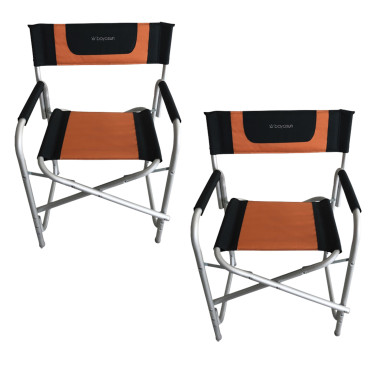 Pack 2 x BAYASUN Fauteuil Director Noir / Orange 50 x 16 x 85 cm
