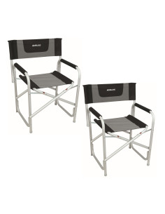 Pack 2 x MIDLAND Fauteuil Director Noir / Chiné 50 x 16 x 85 cm