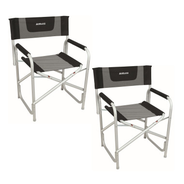 Pack 2 x MIDLAND Fauteuil Director Noir / Chiné 50 x 16 x 85 cm