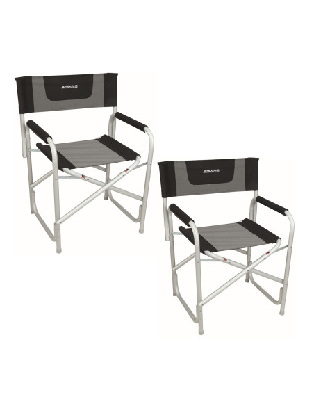 Pack 2 x MIDLAND Fauteuil Director Noir / Chiné 50 x 16 x 85 cm