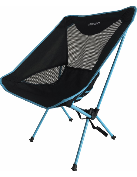 MIDLAND Chaise Moonlight Pliante Ultra Légère Et Compacte Camping Noir/Bleu + Sac De Transport