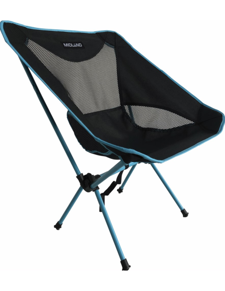 MIDLAND Chaise Moonlight Pliante Ultra Légère Et Compacte Camping Noir/Bleu + Sac De Transport