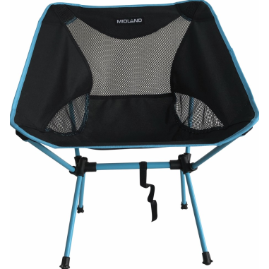 MIDLAND Chaise Moonlight Pliante Ultra Légère Et Compacte Camping Noir/Bleu + Sac De Transport