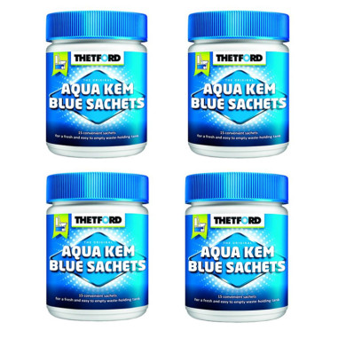 Pack 4 THETFORD Aqua-Kem Bleu x 15 Sachets Traitement Des Matières