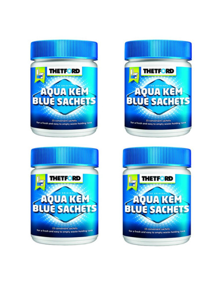 Pack 4 THETFORD Aqua-Kem Bleu x 15 Sachets Traitement Des Matières